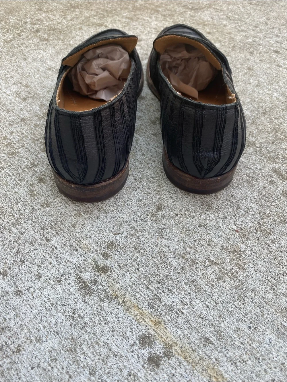 MOMA Handmade Italian VERO CUOIO Leather Loafers Euro 41 Stripe Texture